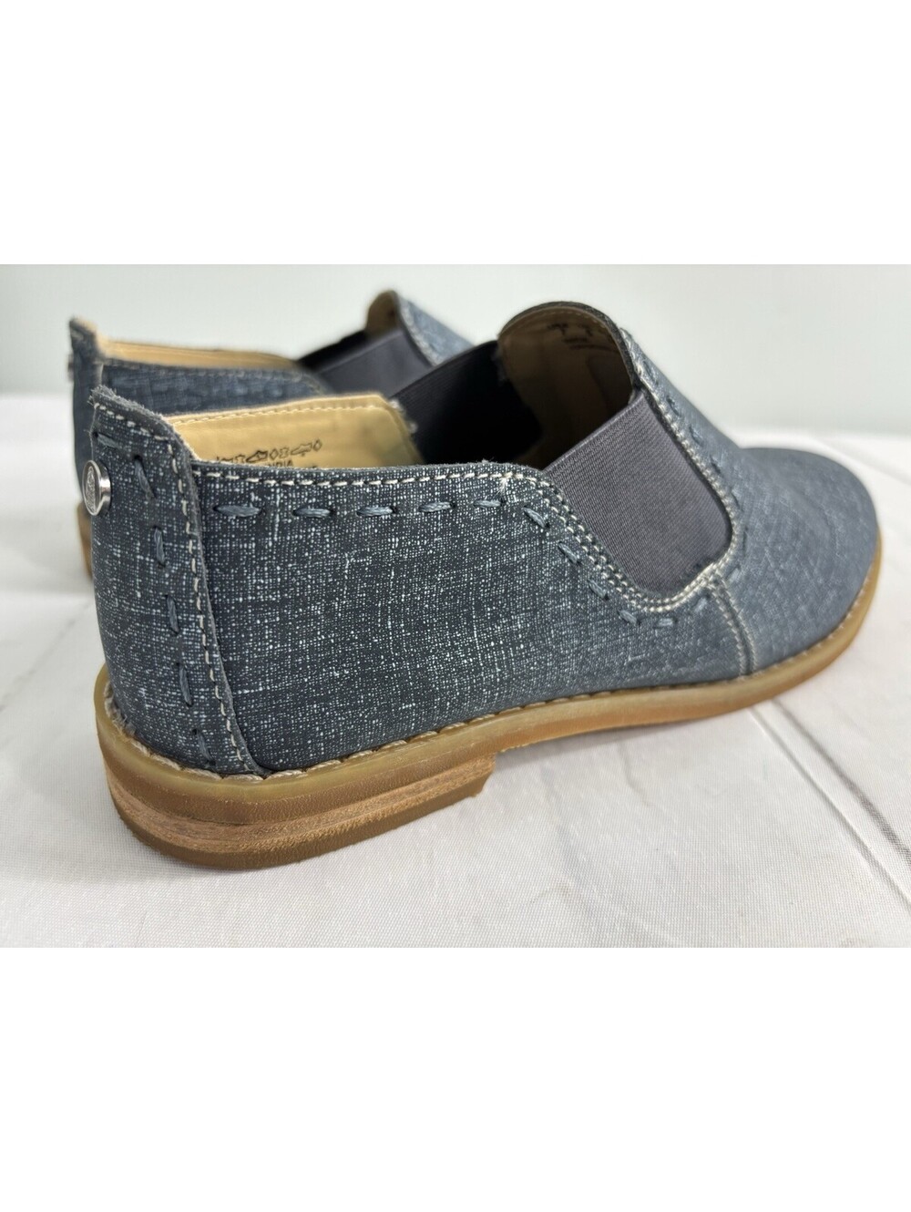 Hush Puppies Womens Chardon Slip Ons Size 7 W Color-Blue Chambray Denim Suede - Picture 3 of 9